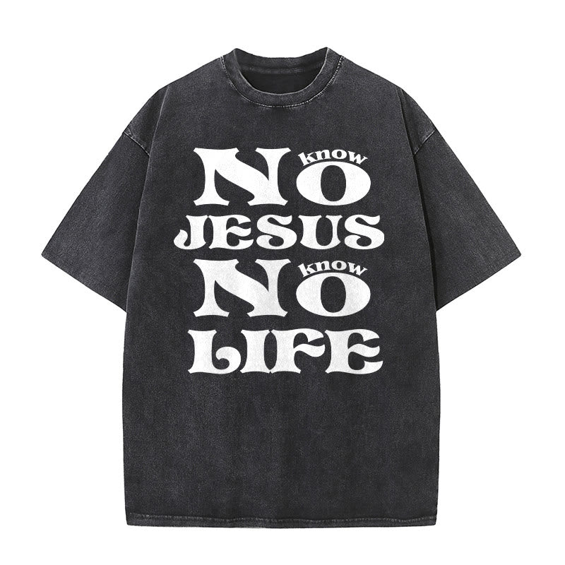 Christianartworkshop Unisex-T-Shirt „Kein Jesus, kein Leben“ (vorgewaschen) - Schwarz - 5XL - image 0