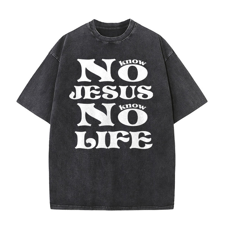 Christianartworkshop Unisex-T-Shirt „Kein Jesus, kein Leben“ (vorgewaschen) - Schwarz - 5XL - image 0