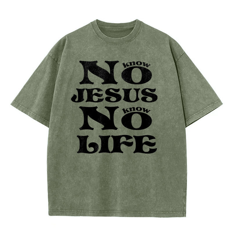 Christianartworkshop Unisex-T-Shirt „Kein Jesus, kein Leben“ (vorgewaschen) - Armeegrün - 5XL - image 3