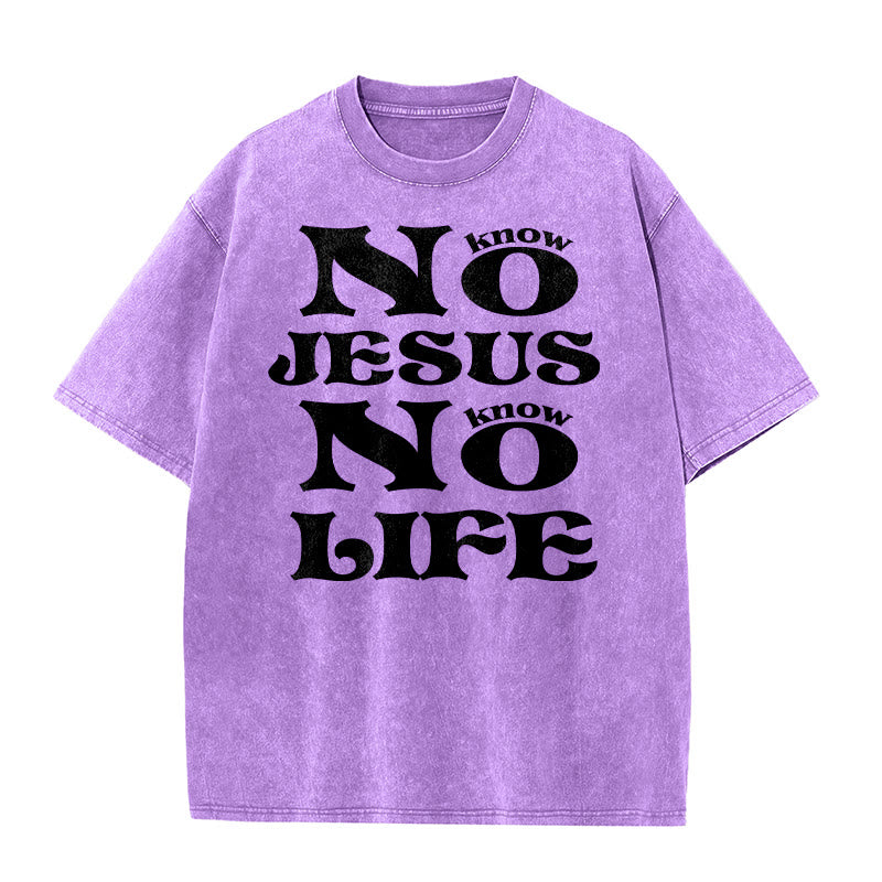 Christianartworkshop Unisex-T-Shirt „Kein Jesus, kein Leben“ (vorgewaschen) - Lila - 5XL - image 7