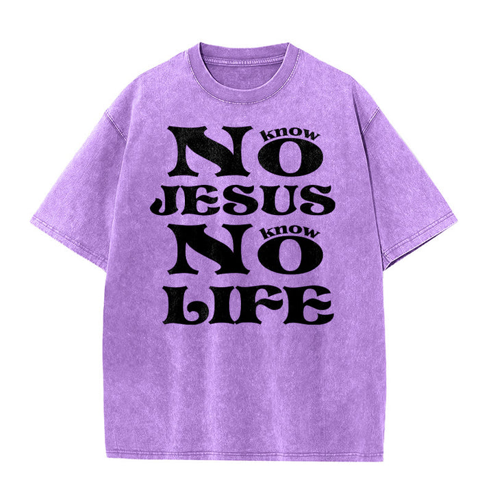 Christianartworkshop Unisex-T-Shirt „Kein Jesus, kein Leben“ (vorgewaschen) - Lila - 5XL - image 7