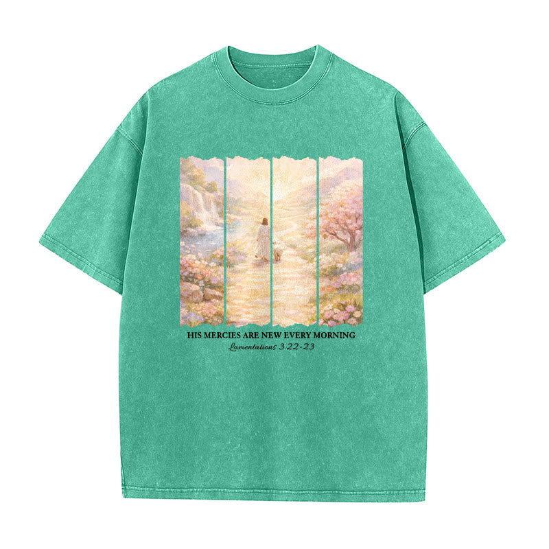 Christianartworkshop Seine Gnade ist jeden Morgen neu – Unisex-T-Shirt (vorgewaschen) - Grün - 5XL - image 3