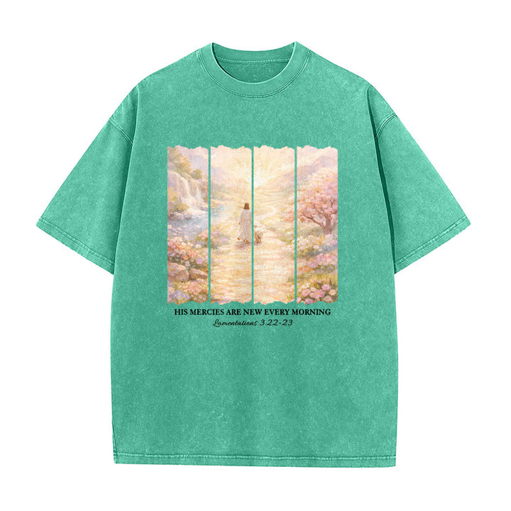 Christianartworkshop Seine Gnade ist jeden Morgen neu – Unisex-T-Shirt (vorgewaschen) - Grün - 5XL - image 3