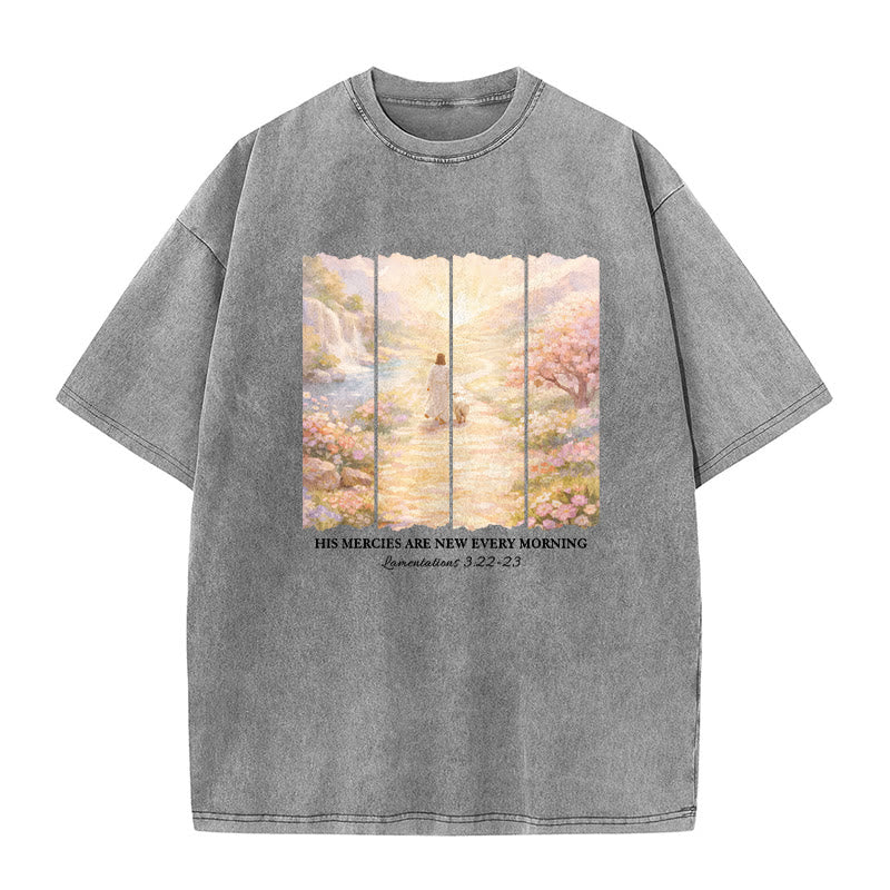 Christianartworkshop Seine Gnade ist jeden Morgen neu – Unisex-T-Shirt (vorgewaschen) - Grau - 5XL - image 2