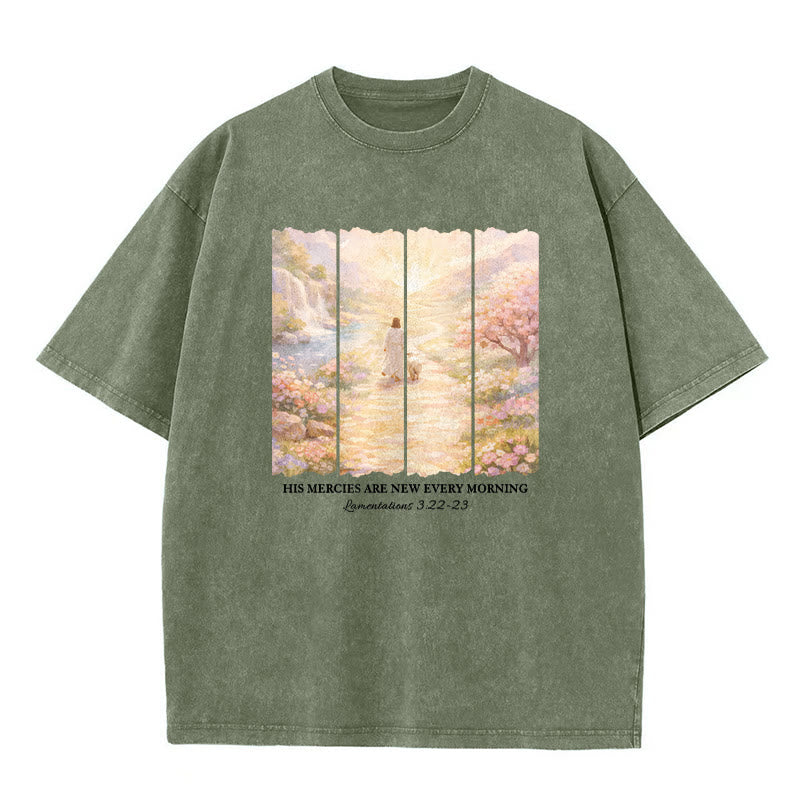 Christianartworkshop Seine Gnade ist jeden Morgen neu – Unisex-T-Shirt (vorgewaschen) - Armeegrün - 5XL - image 4