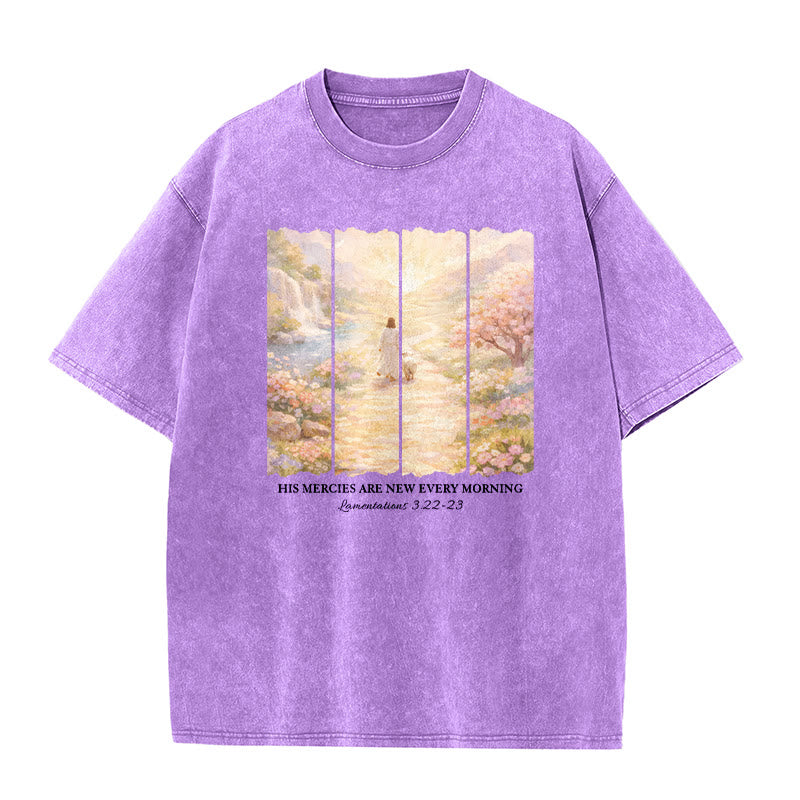 Christianartworkshop Seine Gnade ist jeden Morgen neu – Unisex-T-Shirt (vorgewaschen) - Lila - 5XL - image 0