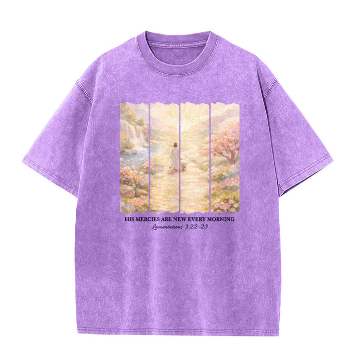 Christianartworkshop Seine Gnade ist jeden Morgen neu – Unisex-T-Shirt (vorgewaschen) - Lila - 5XL - image 0