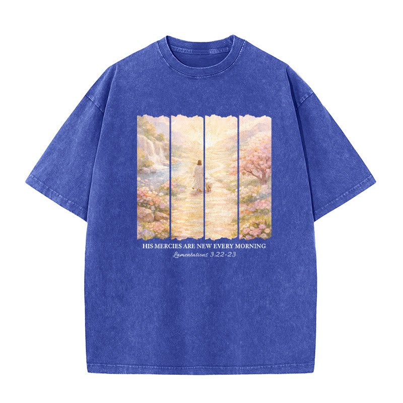 Christianartworkshop Seine Gnade ist jeden Morgen neu – Unisex-T-Shirt (vorgewaschen) - Blau - 5XL - image 7