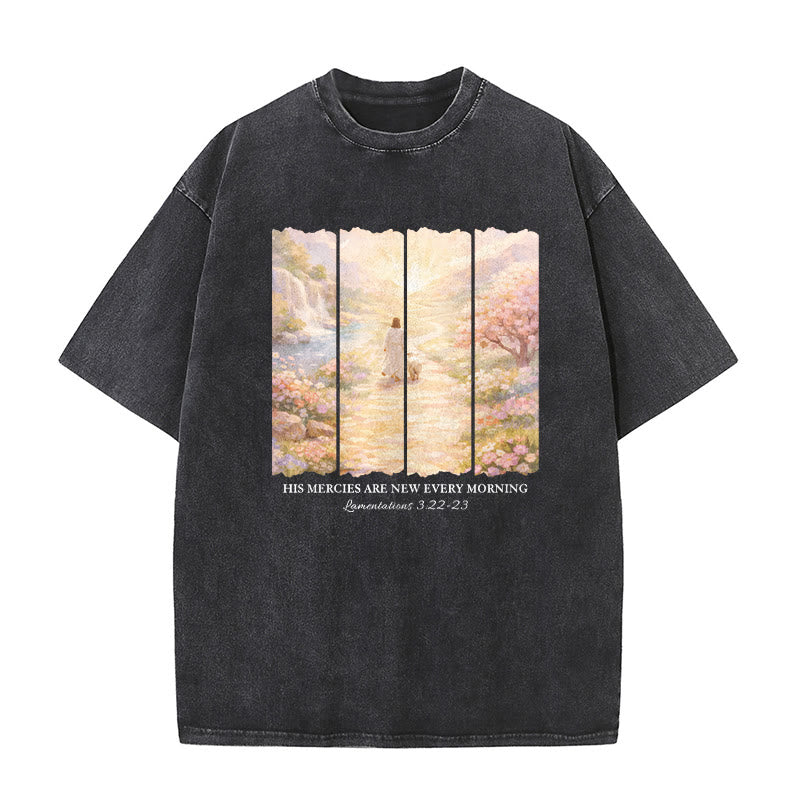 Christianartworkshop Seine Gnade ist jeden Morgen neu – Unisex-T-Shirt (vorgewaschen) - Schwarz - 5XL - image 1