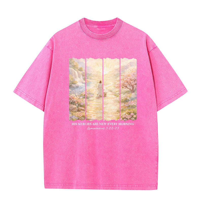 Christianartworkshop Seine Gnade ist jeden Morgen neu – Unisex-T-Shirt (vorgewaschen) - Rosa - 5XL - image 8