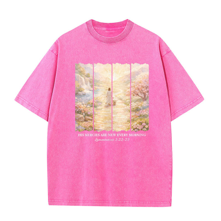 Christianartworkshop Seine Gnade ist jeden Morgen neu – Unisex-T-Shirt (vorgewaschen) - Rosa - 5XL - image 8
