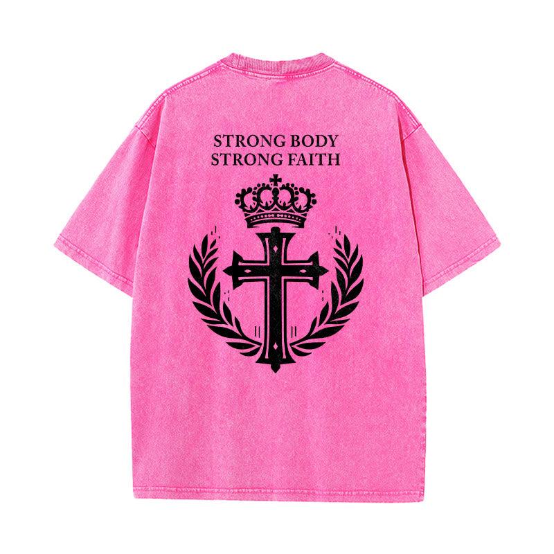 Christianartworkshop Starker Körper, starker Glaube, Kreuzkrone, Unisex-T-Shirt (vorgewaschen) - image 25