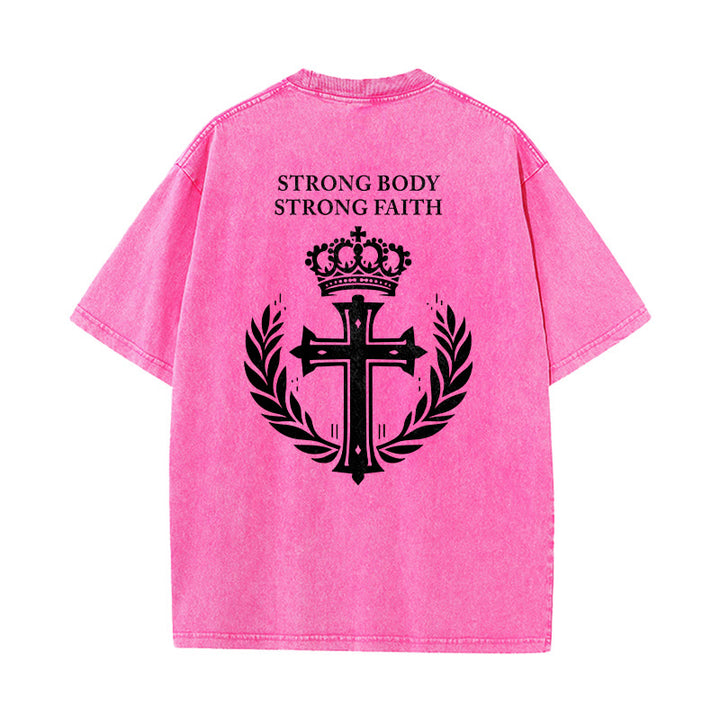 Christianartworkshop Starker Körper, starker Glaube, Kreuzkrone, Unisex-T-Shirt (vorgewaschen) - image 25