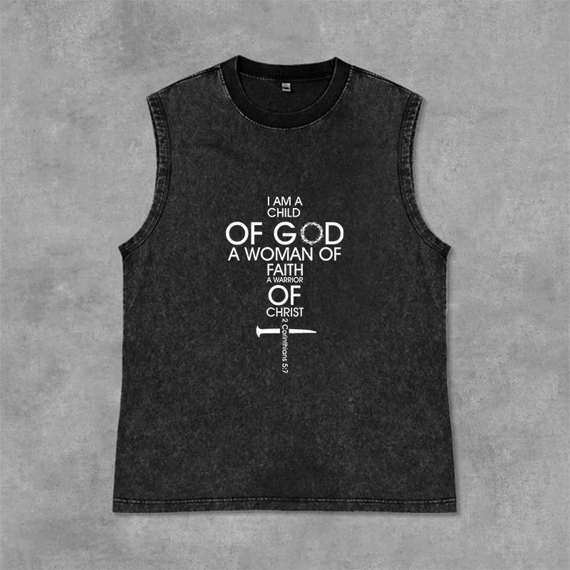 Christianartworkshop Kind Gottes, Frau des Glaubens, Unisex-Tanktop (gewaschen) - Schwarz - 2XL - image 1