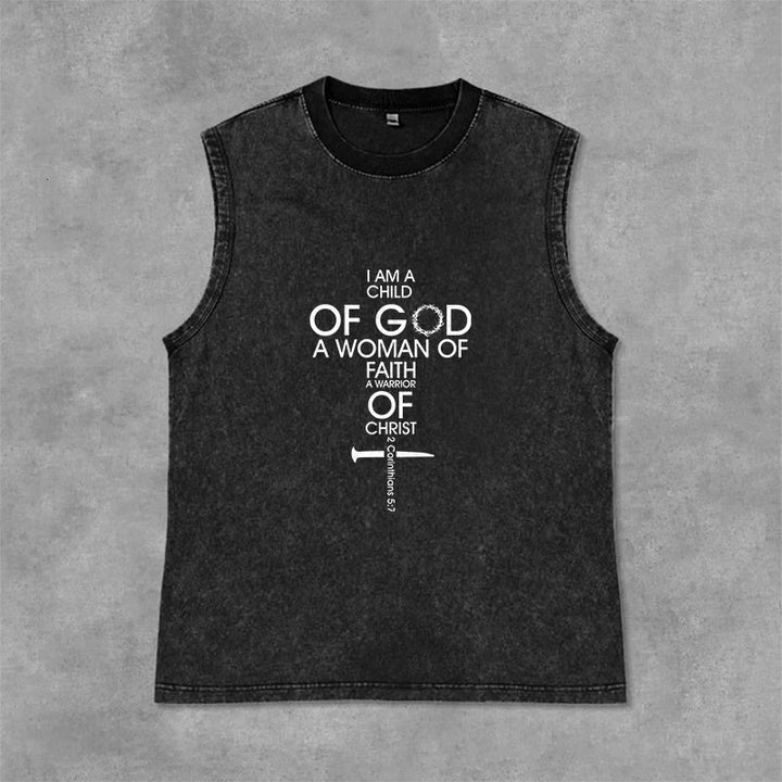 Christianartworkshop Kind Gottes, Frau des Glaubens, Unisex-Tanktop (gewaschen) - Schwarz - 2XL - image 1