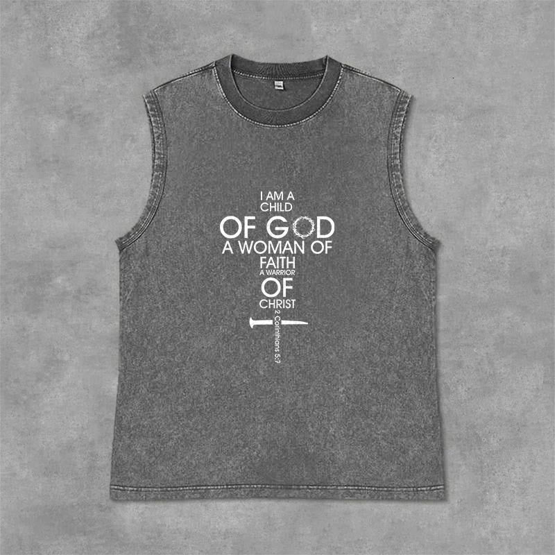 Christianartworkshop Kind Gottes, Frau des Glaubens, Unisex-Tanktop (gewaschen) - Grau - 2XL - image 4