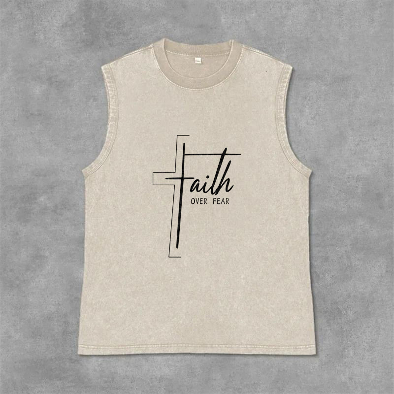 Christianartworkshop Handgeschriebenes Unisex-Tanktop mit dem Aufdruck „Glaube statt Angst“ - Beige - 2XL - image 9