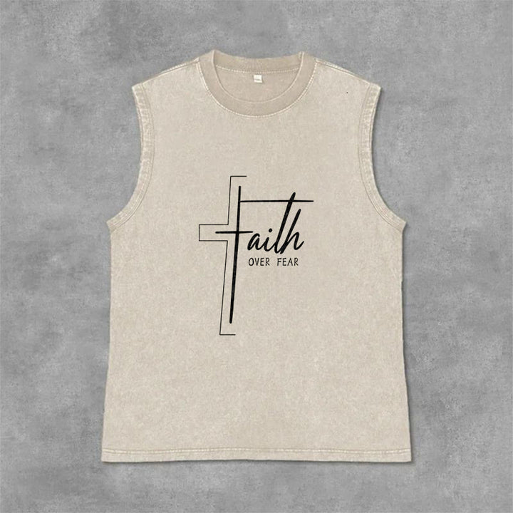 Christianartworkshop Handgeschriebenes Unisex-Tanktop mit dem Aufdruck „Glaube statt Angst“ - Beige - 2XL - image 9
