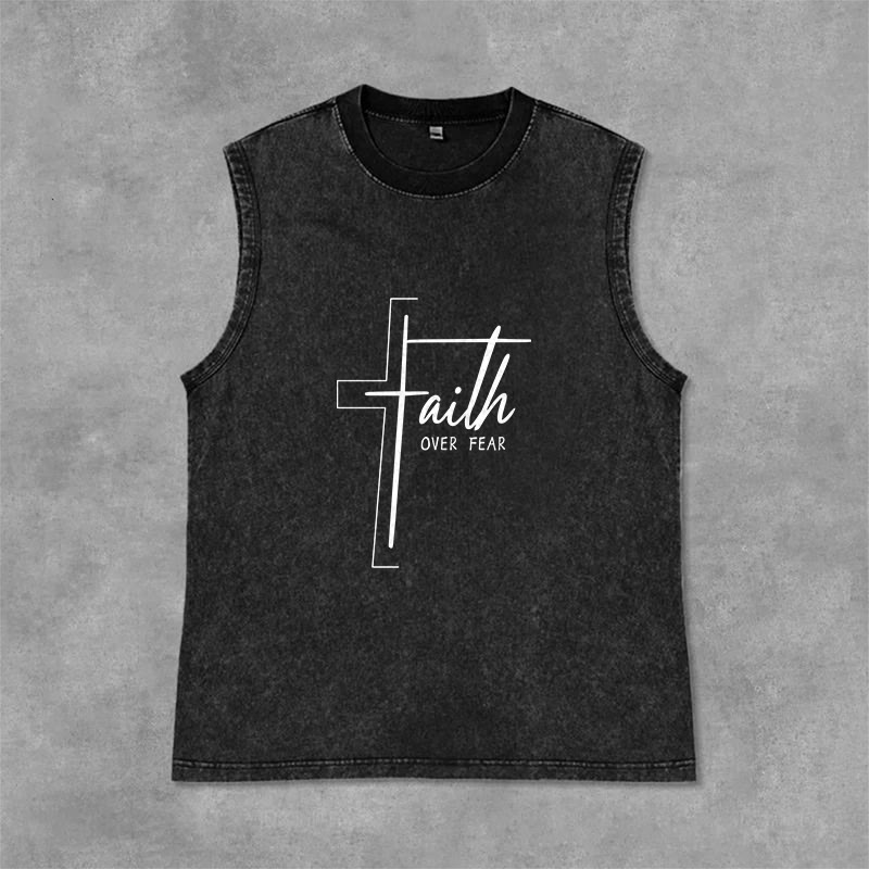 Christianartworkshop Handgeschriebenes Unisex-Tanktop „Glaube statt Angst“ - Schwarz - 2XL - image 3