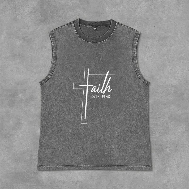 Christianartworkshop Handgeschriebenes Unisex-Tanktop „Glaube statt Angst“ - Grau - 2XL - image 0