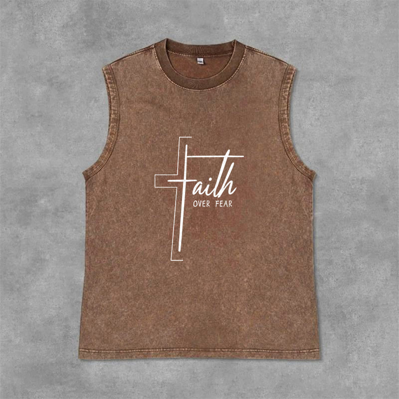 Christianartworkshop Handgeschriebenes Unisex-Tanktop „Glaube statt Angst“ - Braun - 2XL - image 6