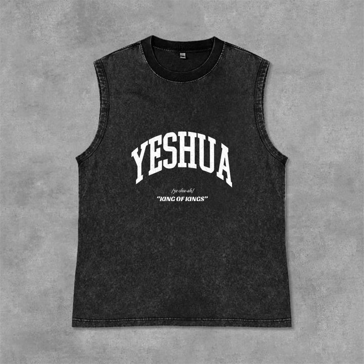 Christianartworkshop Yeshua King Of Kings Unisex-Tanktop (gewaschen) - Schwarz - 2XL - image 3