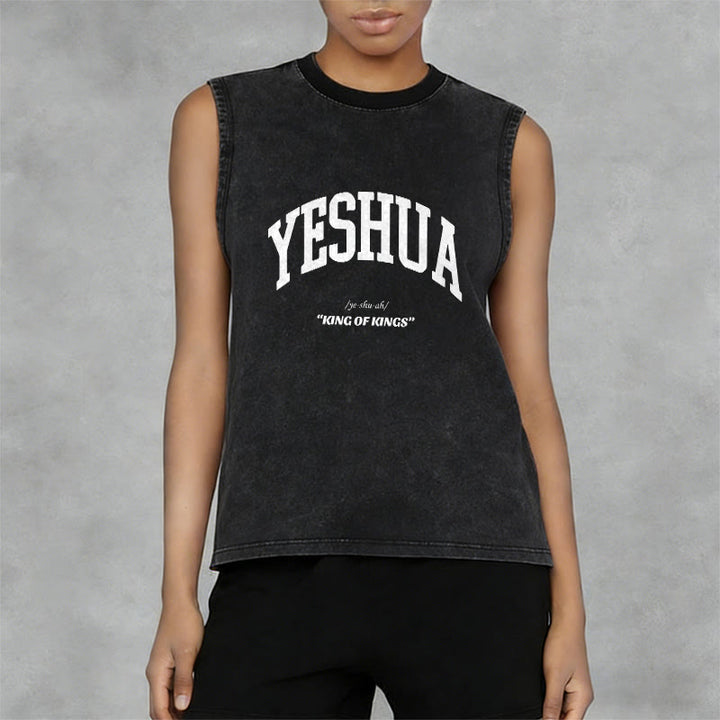 Christianartworkshop Yeshua King Of Kings Unisex Washed Tank Top - image 6