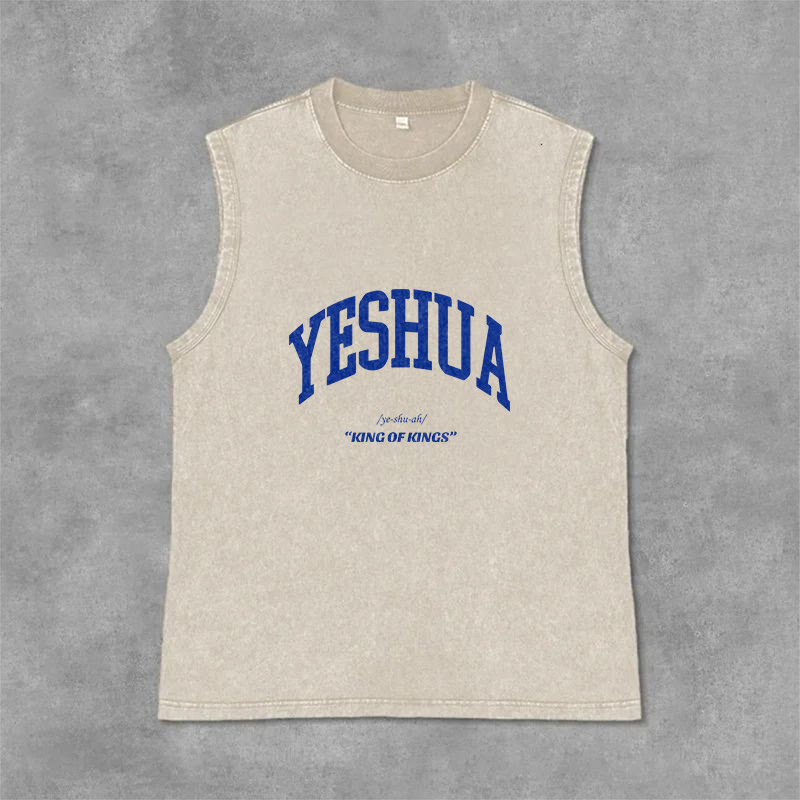 Christianartworkshop Yeshua King Of Kings Unisex-Tanktop (gewaschen) - Beige - 2XL - image 0