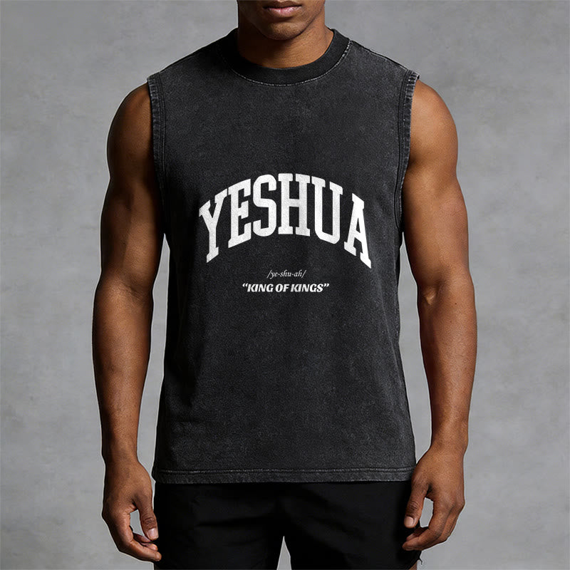 Christianartworkshop Yeshua King Of Kings Unisex Washed Tank Top - image 5