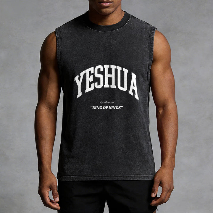Christianartworkshop Yeshua King Of Kings Unisex Washed Tank Top - image 5