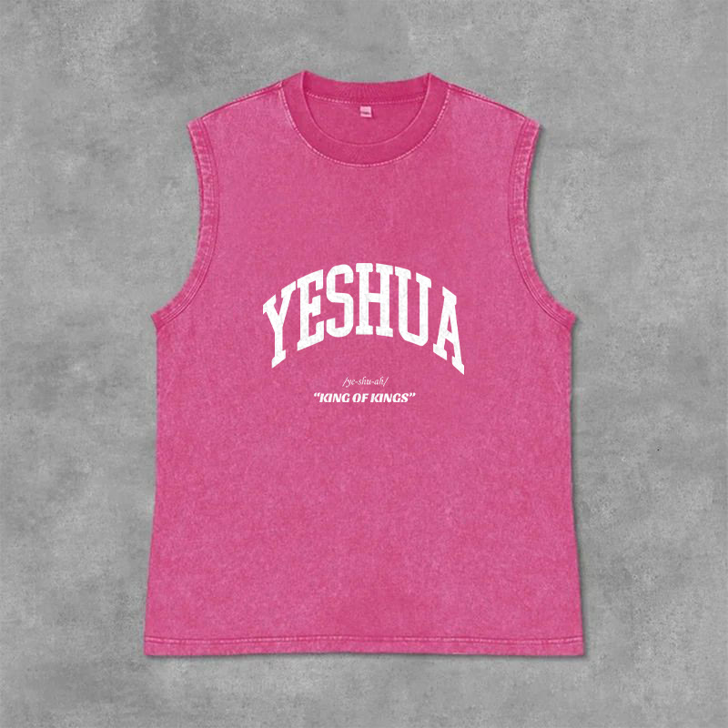 Christianartworkshop Yeshua King Of Kings Unisex Washed Tank Top - Rosa - 2XL - image 13