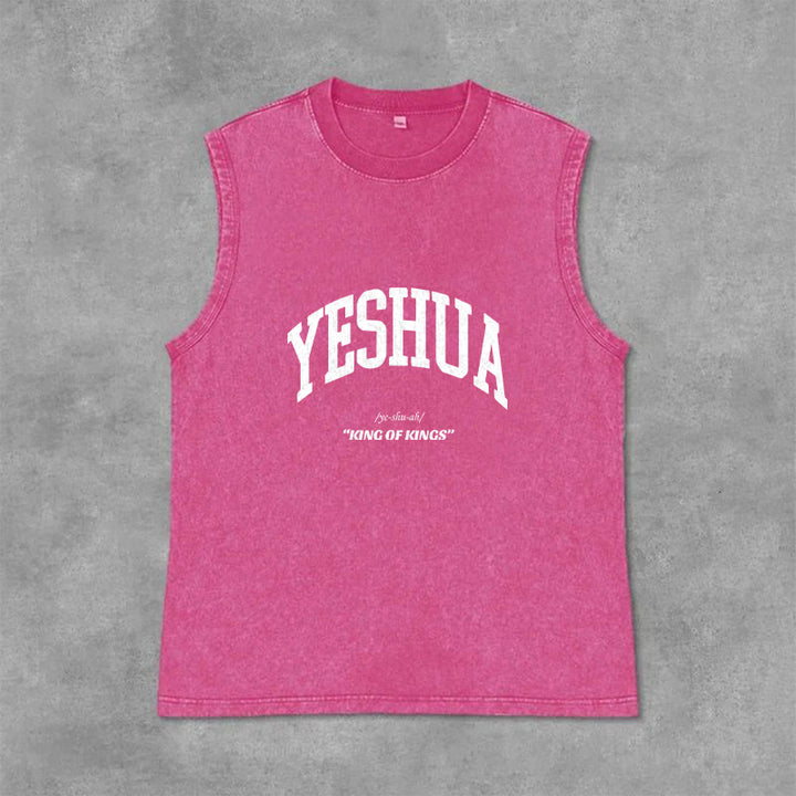 Christianartworkshop Yeshua King Of Kings Unisex Washed Tank Top - Rosa - 2XL - image 13
