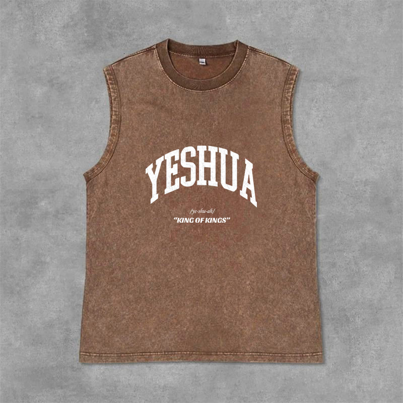 Christianartworkshop Yeshua King Of Kings Unisex-Tanktop (gewaschen) - Braun - 2XL - image 9
