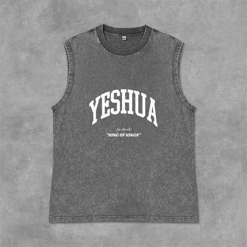 Christianartworkshop Yeshua King Of Kings Unisex Washed Tank Top - Grau - 2XL - image 7