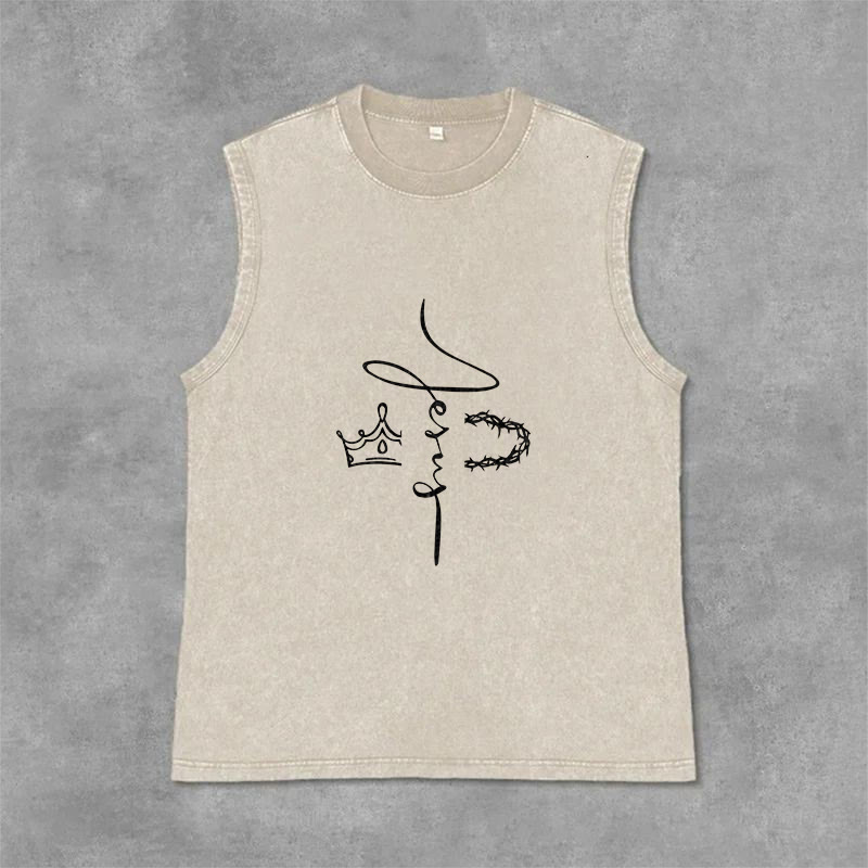 Christianartworkshop Jesus Dornenkrone Unisex-Tanktop - Beige - 2XL - image 9