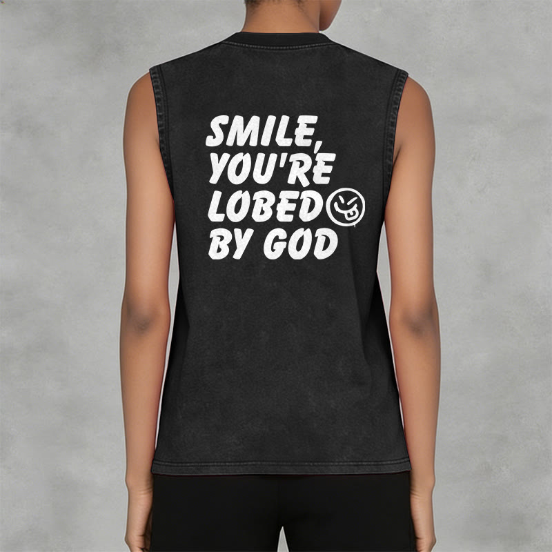 Christianartworkshop „ Lächle, du bist von Gott geliebt“ Unisex-Tanktop (gewaschen) - image 3