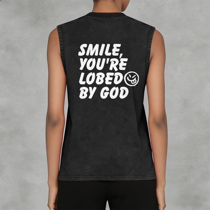 Christianartworkshop „ Lächle, du bist von Gott geliebt“ Unisex-Tanktop (gewaschen) - image 3