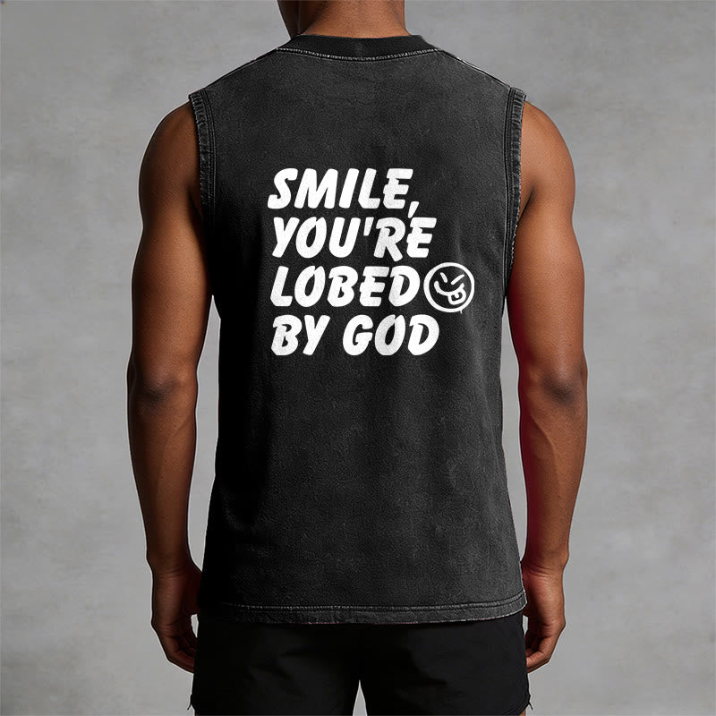 Christianartworkshop „ Lächle, du bist von Gott geliebt“ Unisex-Tanktop (gewaschen) - image 1