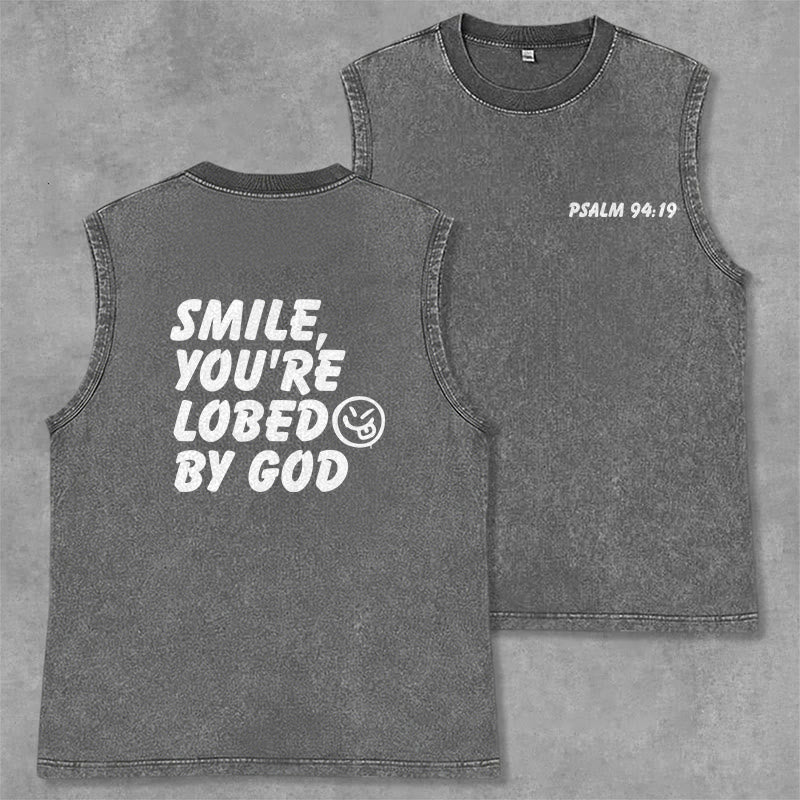 Christianartworkshop „ Lächle, du bist von Gott geliebt“ Unisex-Tanktop (gewaschen) - Grau - 2XL - image 7