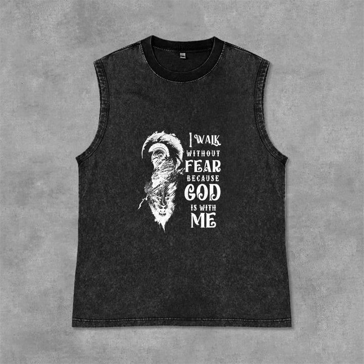 Christianartworkshop Ich gehe ohne Furcht Gott ist mit mir Unisex-Tanktop (gewaschen) - Schwarz - 2XL - image 3