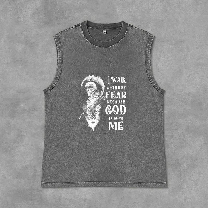 Christianartworkshop Ich gehe ohne Furcht Gott ist mit mir Unisex-Tanktop (gewaschen) - Grau - 2XL - image 6