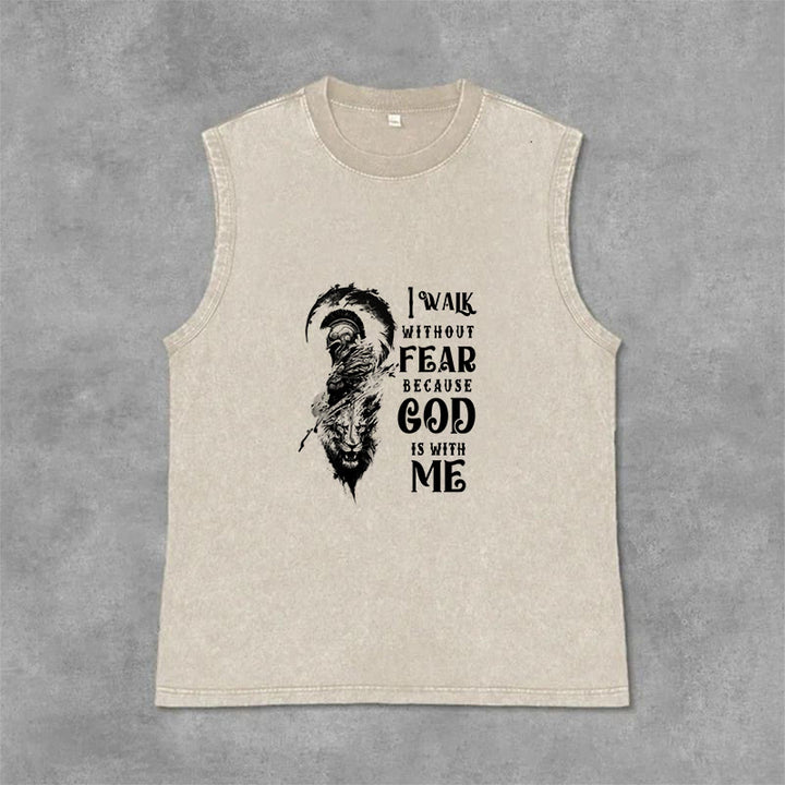 Christianartworkshop Ich gehe ohne Furcht Gott ist mit mir Unisex-Tanktop (gewaschen) - Beige - 2XL - image 0