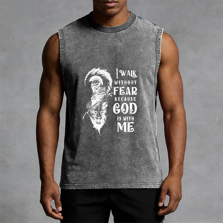 Christianartworkshop Ich gehe ohne Furcht Gott ist mit mir Unisex-Tanktop (gewaschen) - image 7