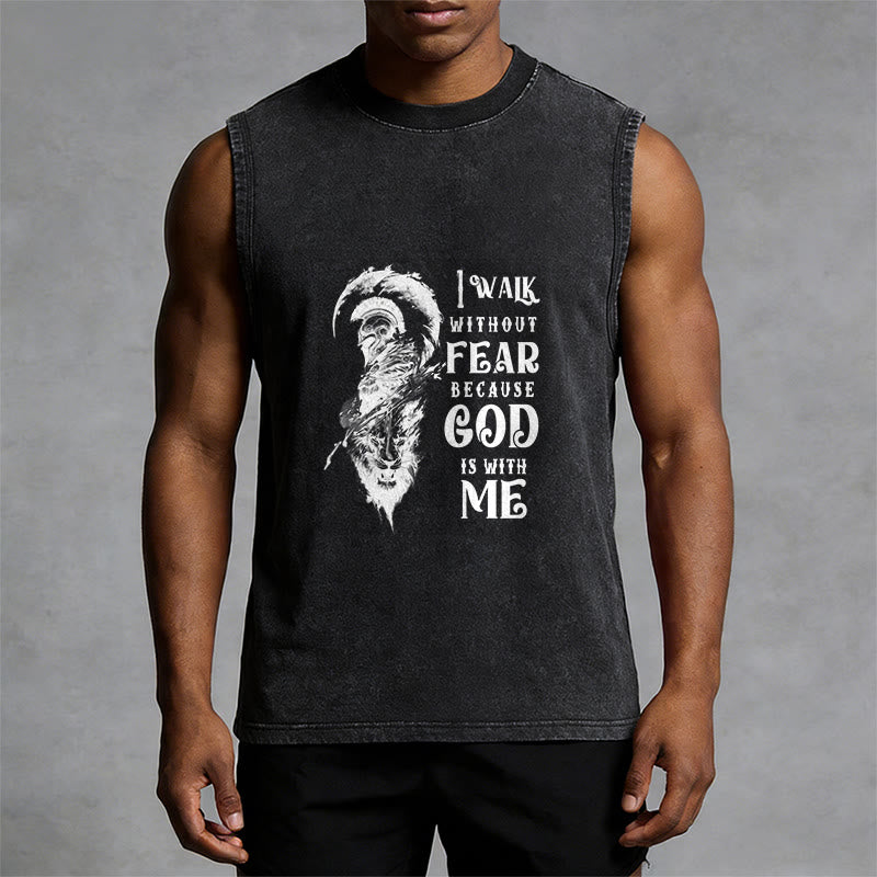 Christianartworkshop Ich gehe ohne Furcht Gott ist mit mir Unisex-Tanktop (gewaschen) - image 4