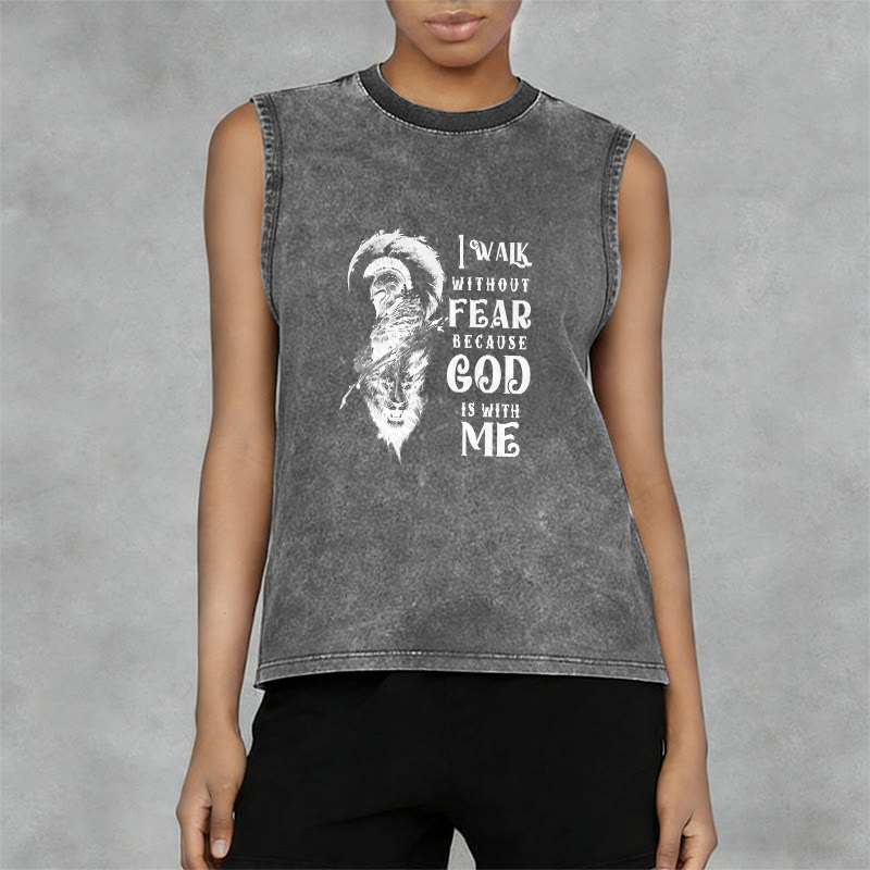 Christianartworkshop Ich gehe ohne Furcht Gott ist mit mir Unisex-Tanktop (gewaschen) - image 8