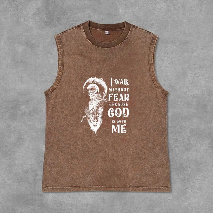 Christianartworkshop Ich gehe ohne Furcht Gott ist mit mir Unisex-Tanktop (gewaschen) - Braun - 2XL - image 9