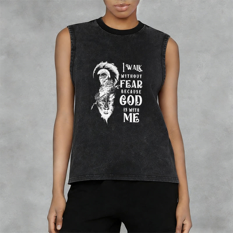 Christianartworkshop Ich gehe ohne Furcht Gott ist mit mir Unisex-Tanktop (gewaschen) - image 5