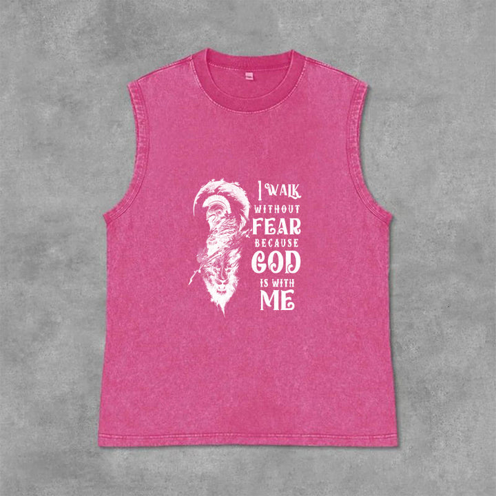Christianartworkshop Ich gehe ohne Furcht Gott ist mit mir Unisex-Tanktop (gewaschen) - Rosa - 2XL - image 12