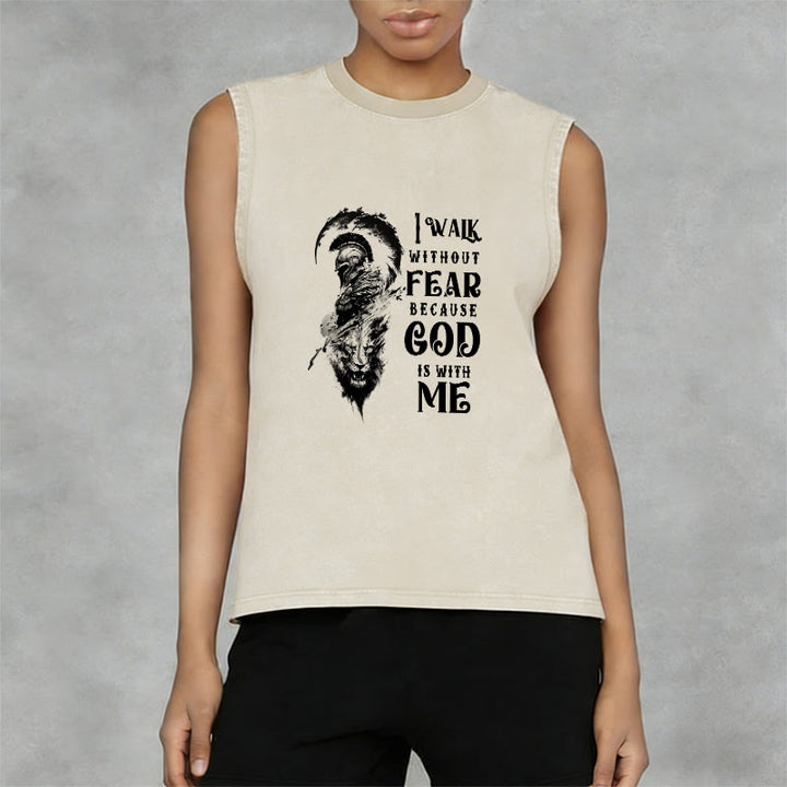 Christianartworkshop Ich gehe ohne Furcht Gott ist mit mir Unisex-Tanktop (gewaschen) - image 2