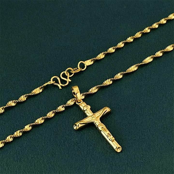 Christianartworkshop Goldfarbene Kruzifix-Halskette: Ein Symbol für Christi Erlösungsopfer - Golden - image 0